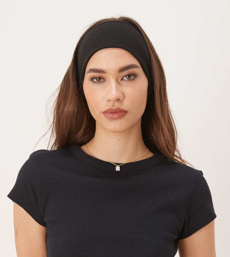 DesignB London wide jersey headband in black