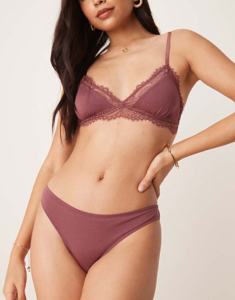 Free People happier than ever tanga brief in wine-Pink