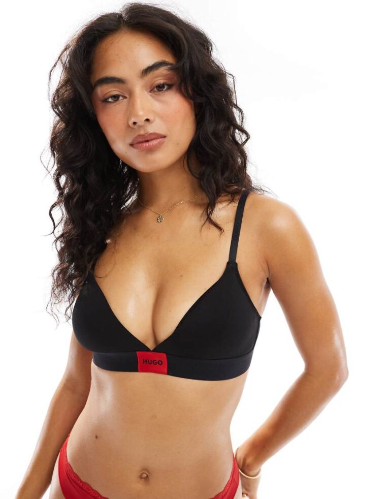 HUGO Bodywear red label triangle bra in black