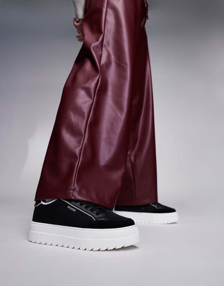 HUGO Red Lyssa nylon detail platform trainer in black
