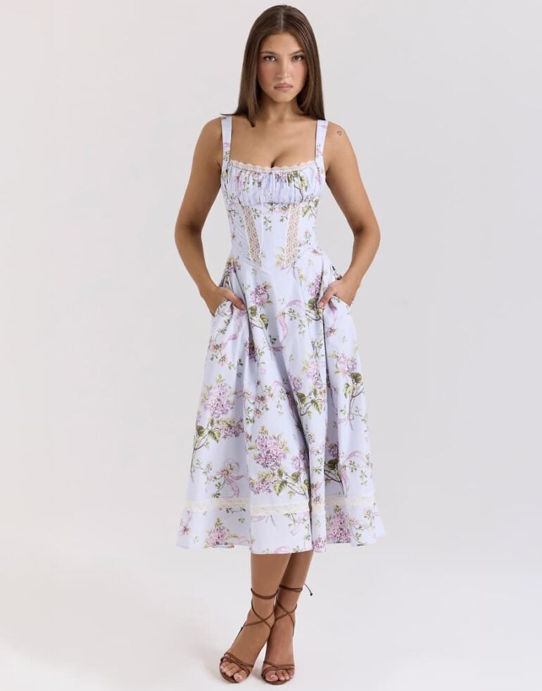 House of CB Kim midi sundress in lilac floral-Purple