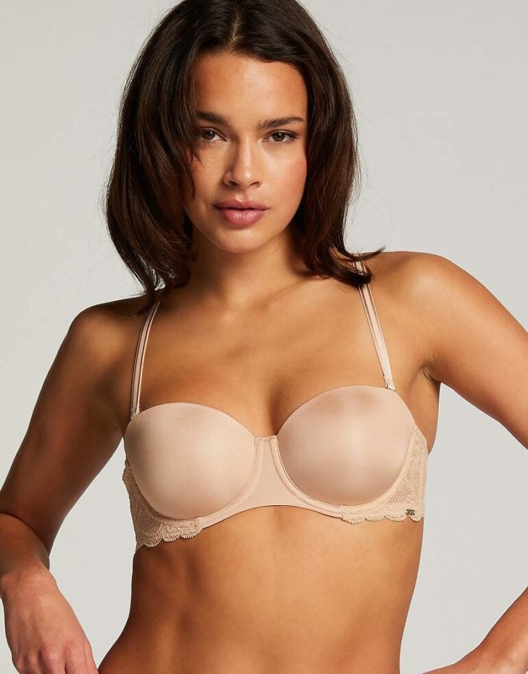 Hunkemoller Angie padded strapless underwired bra in beige-Neutral
