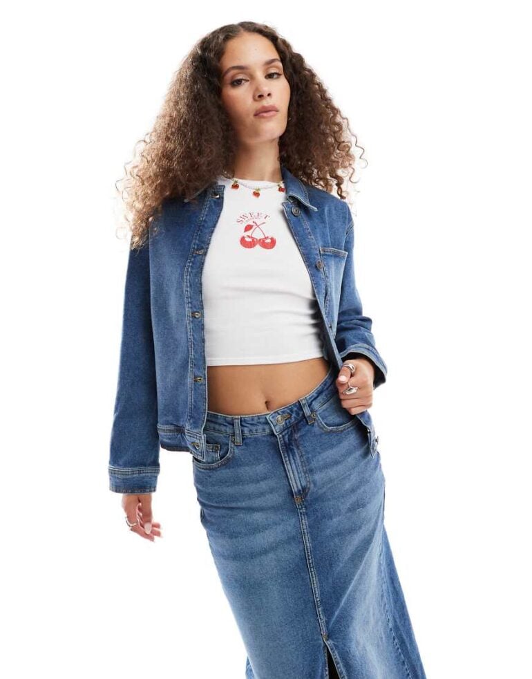 InWear Pheiffer baggy fit denim jacket co-ord in blue