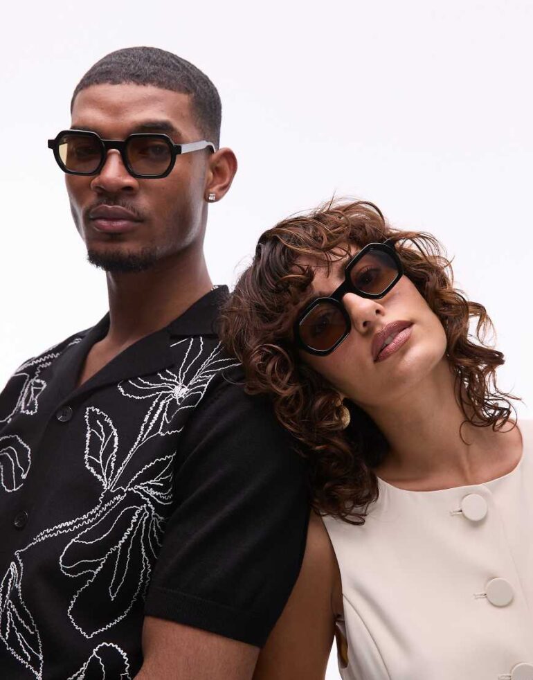 Jimmy Fairly The Darren square sunglasses in black with tinted lens