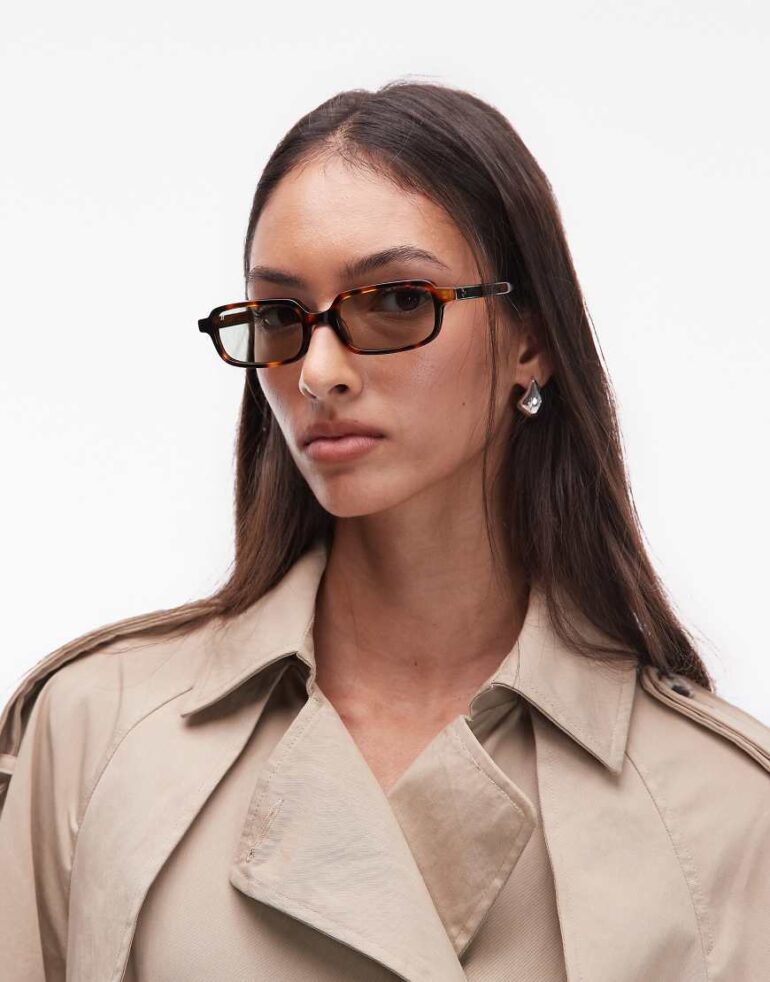 Jimmy Fairly The Kaya rectangular sunglasses in tortoiseshell with tinted lens-Brown