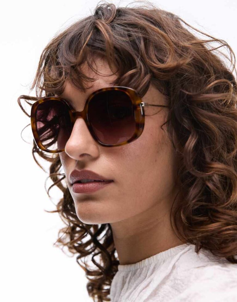 Jimmy Fairly The Marilu oversized square sunglasses in vintage tort-Brown