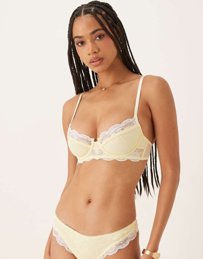 Kat The Label Arabella underwire lace bra in limoncello-Yellow