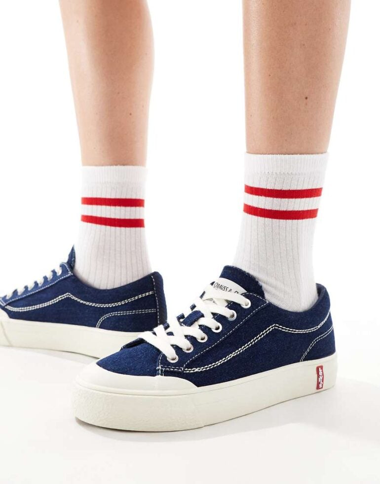 Levi's LS2 denim trainers with red tab logo in blue