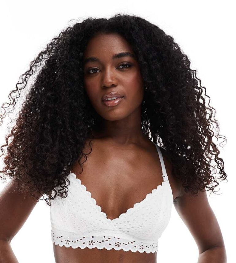 Lindex Maternity broiderie anglais nursing bra in white