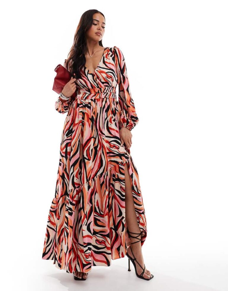 Lovedrobe Satin midi dress in multi