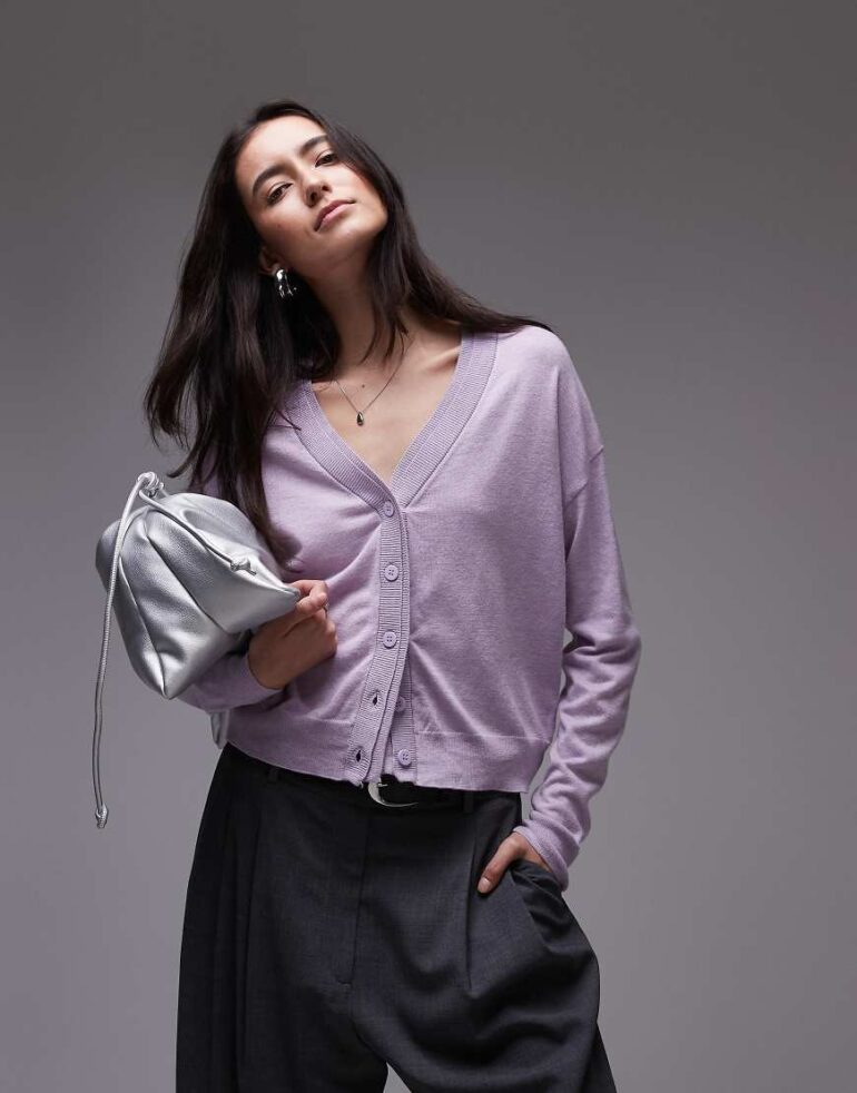 Mango oversized cardigan in lilac-Purple