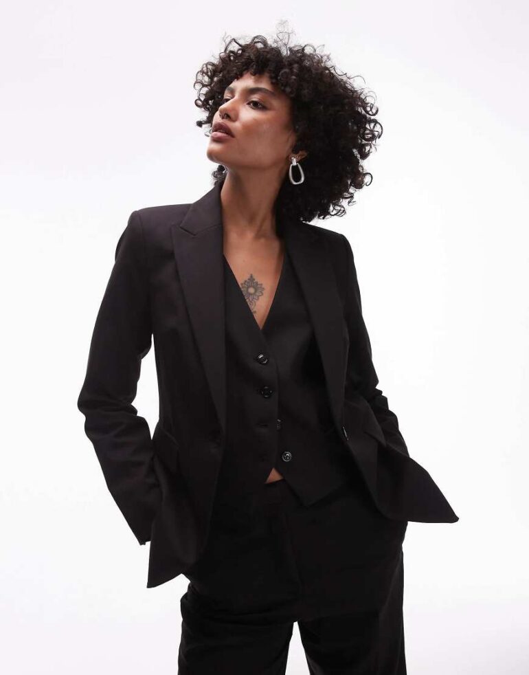 Mango suit blazer co-ord in black