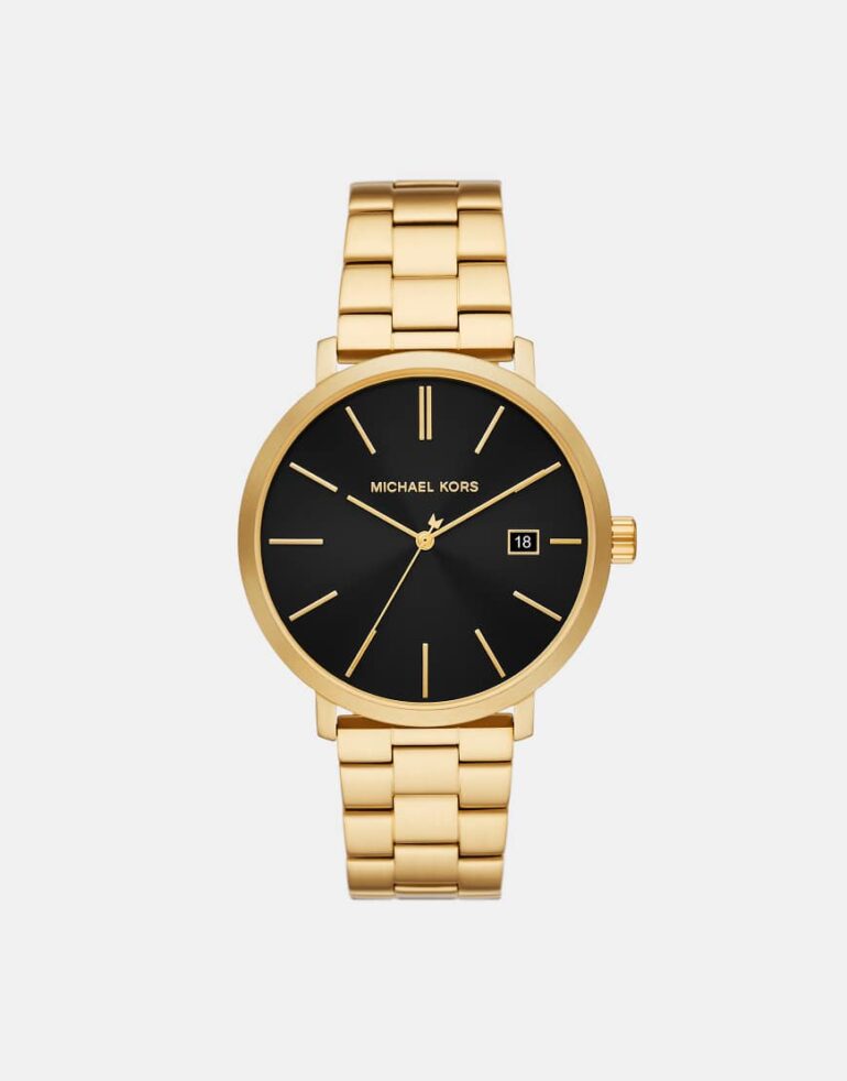 Michael Kors Men's blake three-hand date, gold-tone stainless steel watch - GOLD
