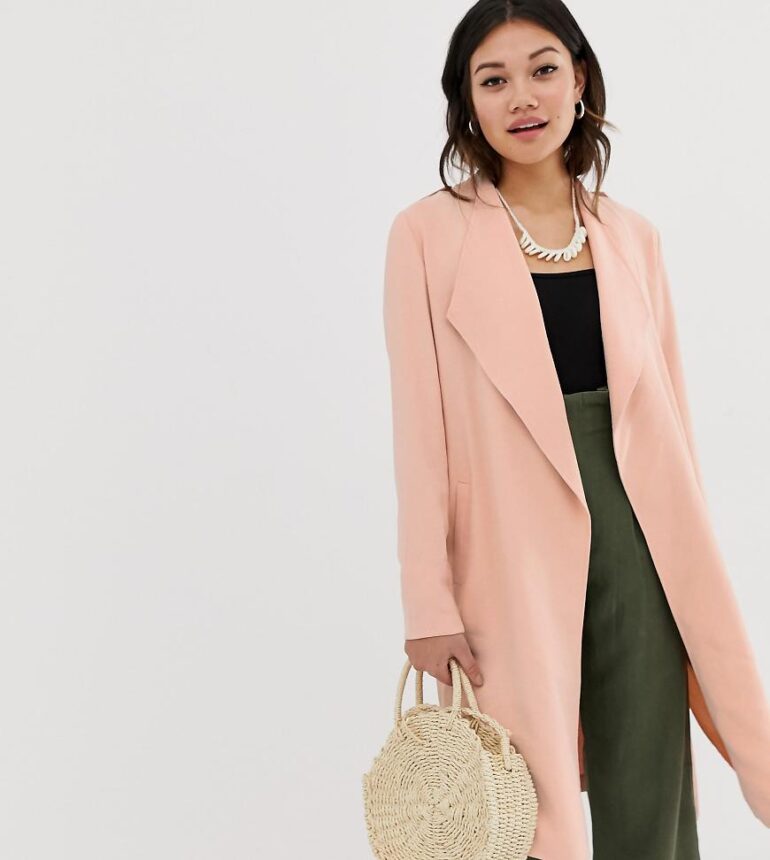 Miss Selfridge duster coat in pink-Yellow
