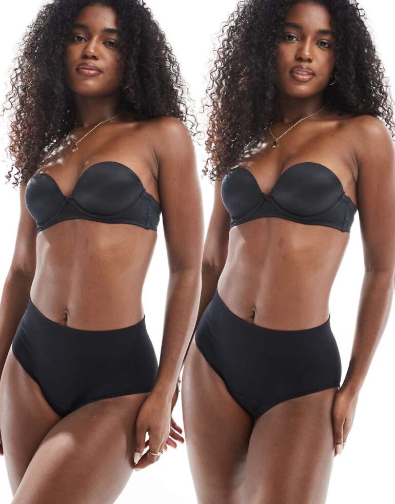 Modibodi ModiComfort Seamless Period Full Brief 2 Pack Light-Moderate brief in black
