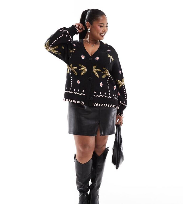 Never Fully Dressed Plus Havana cardigan in black