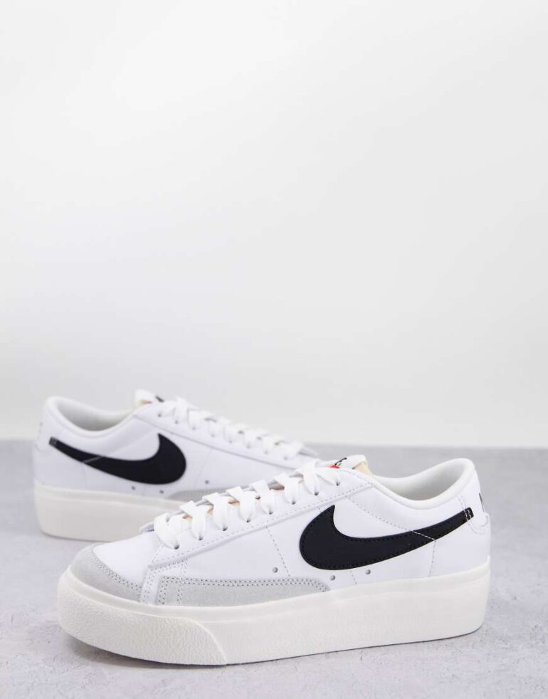 Nike Blazer Low Platform trainers in white and black