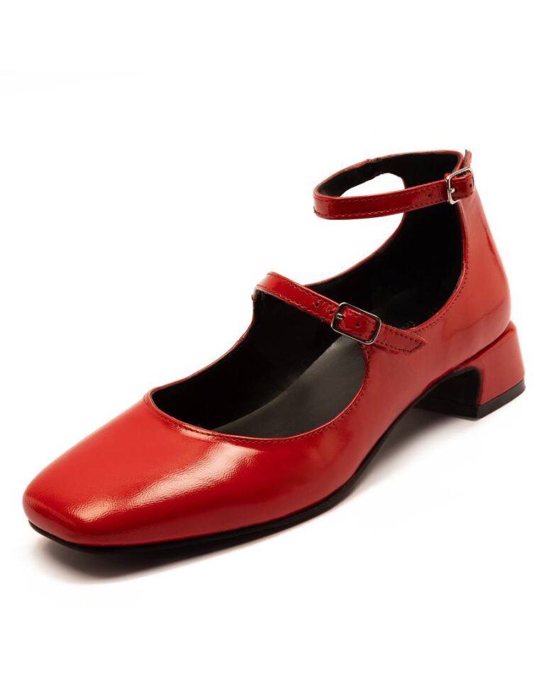 OFF THE HOOK 'FLEET' Block Heel Women Leather Mary Janes Shoes-Red