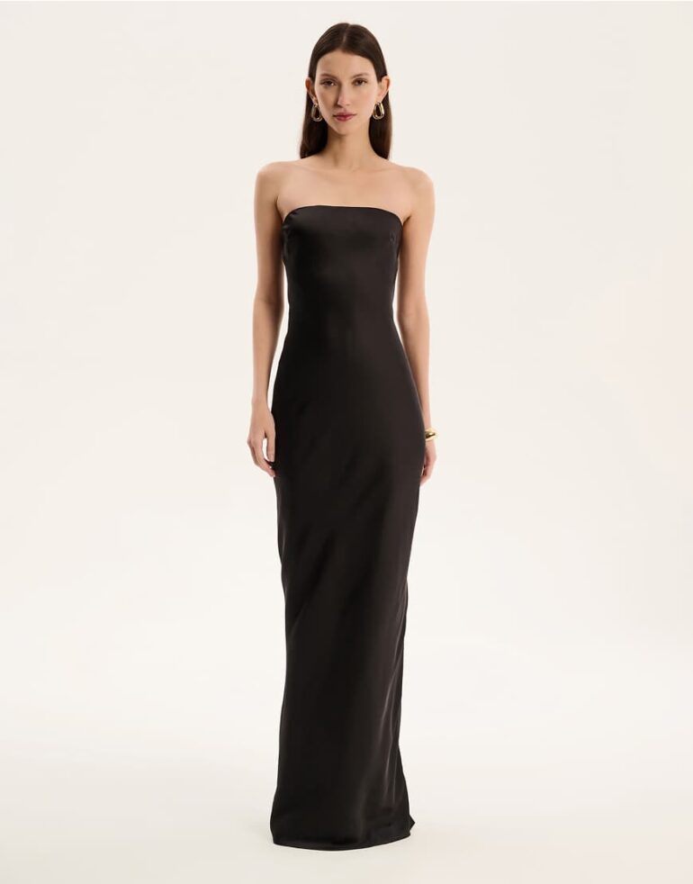 OMNES Amdra zip-back maxi dress in bandeau black
