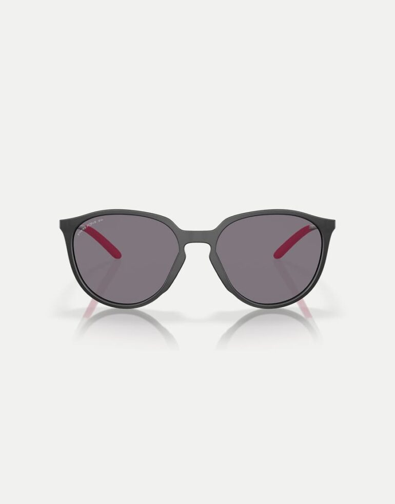 Oakley Sielo round polarised sunglasses with grey lens in matte black ink