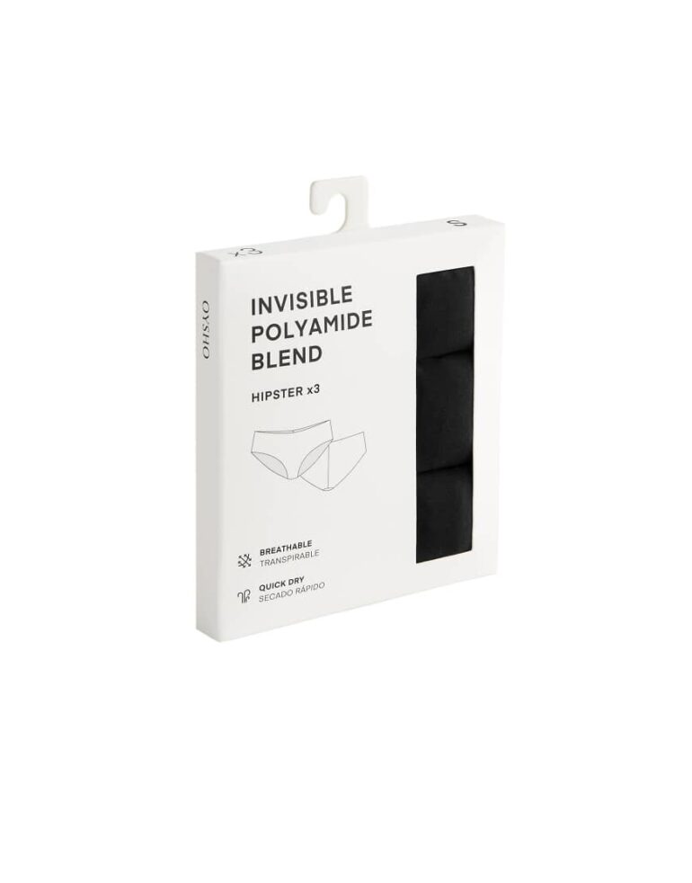 Oysho 3 polyamide blend invisible hipster briefs in black