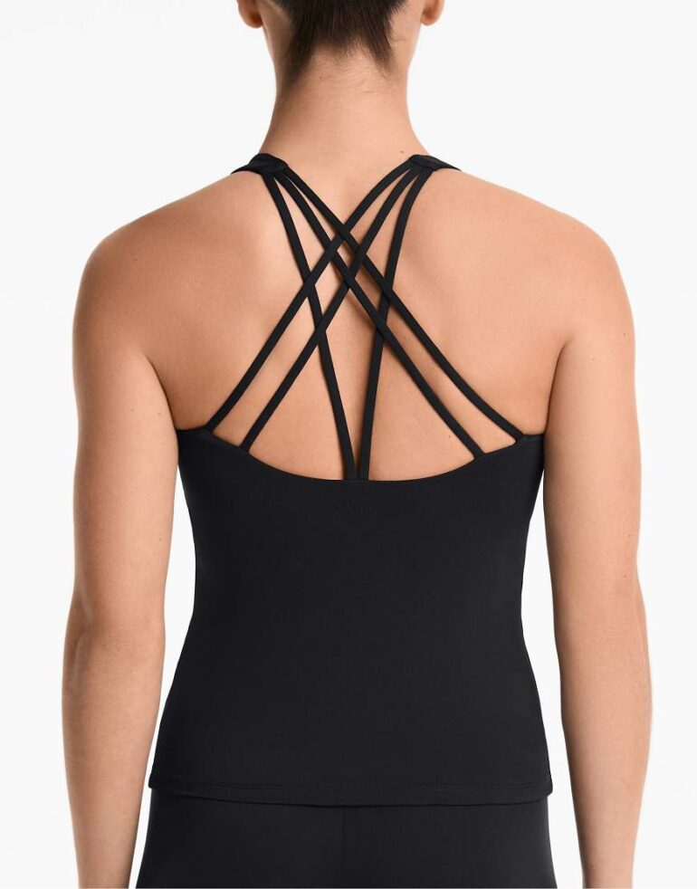 Oysho Comfortlux long multi-strap tank top with cups in black