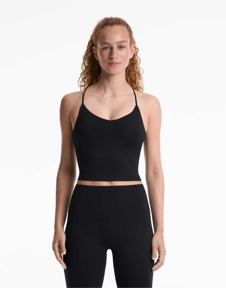 Oysho Comfortlux tank top with adjustable straps in black