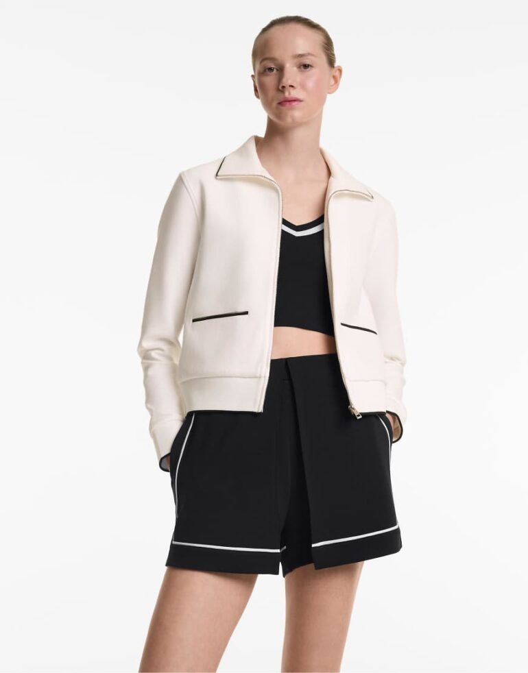 Oysho Cotton blend heavy weight jacket in pale ecru-Neutral