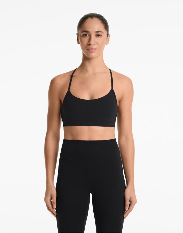 Oysho light support comfortlux sports bra with cups in black