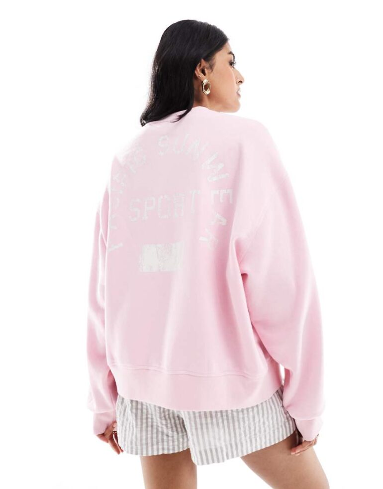 Pacsun sport slogan crewneck sweater in pink