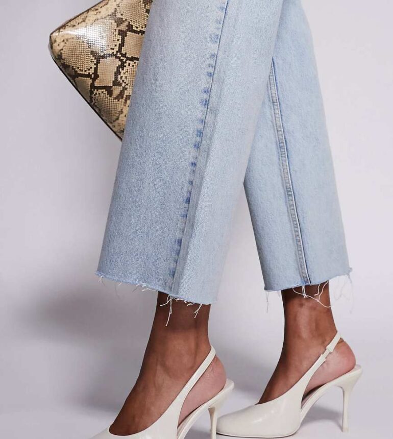 Public Desire Wide Fit Tilapia high vamp slingback heeled shoes in cream-White