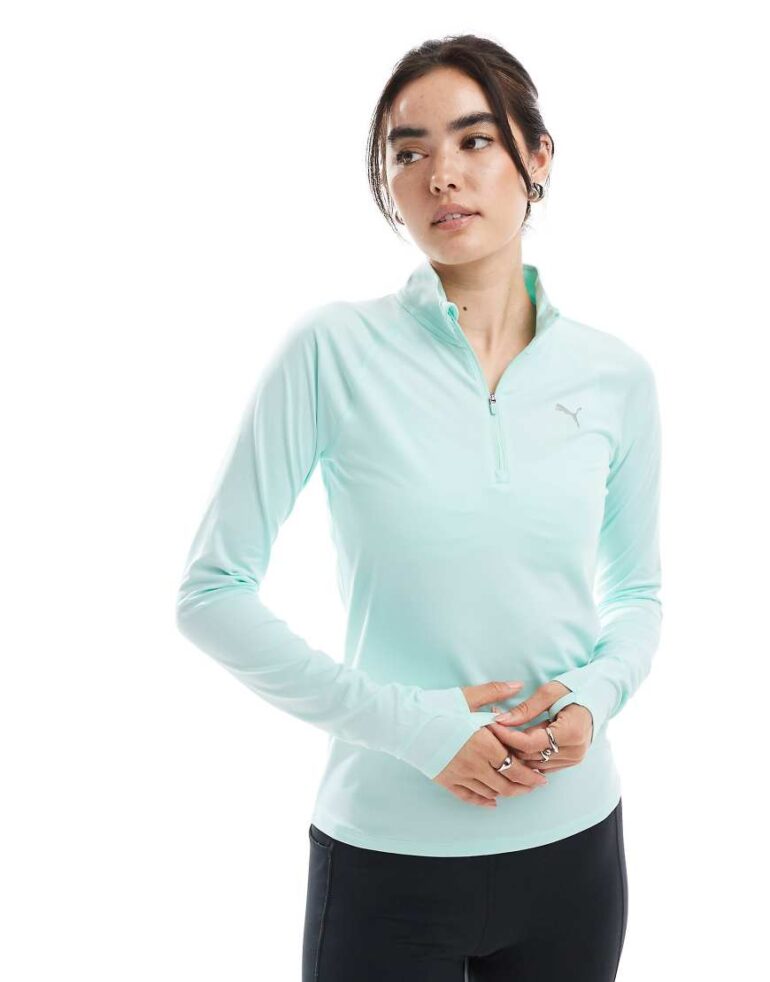 Puma Run Velocity Cloudspun 1/4 zip top in light green