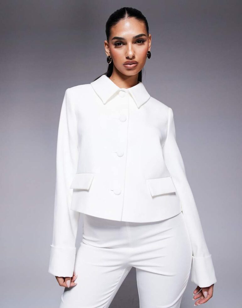 River Island structured jacket co ord in white