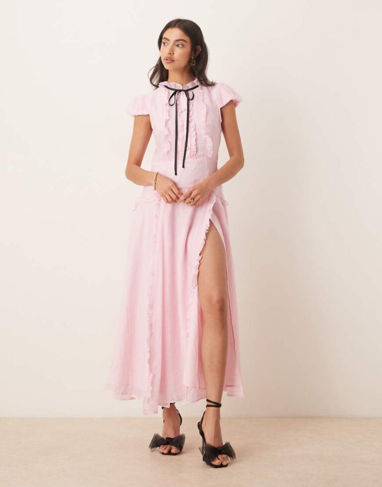 Sister Jane Primrose ruffle maxi dress in pale pink