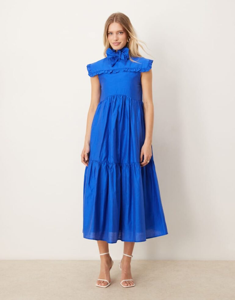 Sister Jane bow midi dress in royal blue