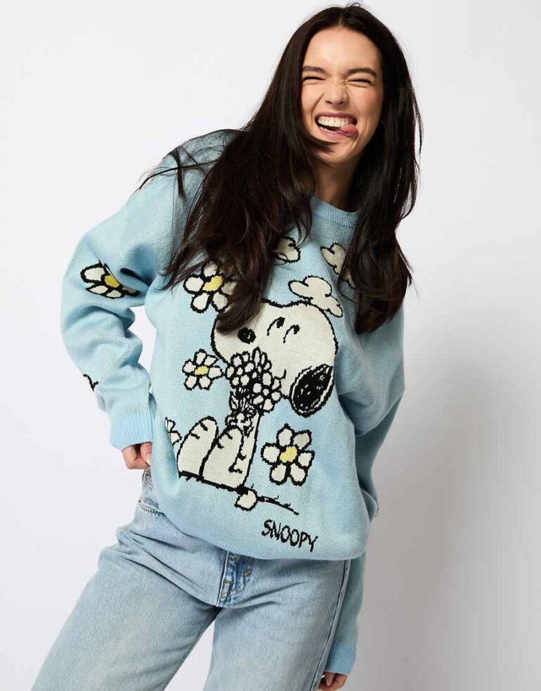 Skinnydip London Peanuts Knitted Jumper in Blue-Purple