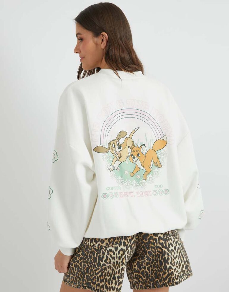 Skinnydip london disney fox & the hound flower sweatshirt in white