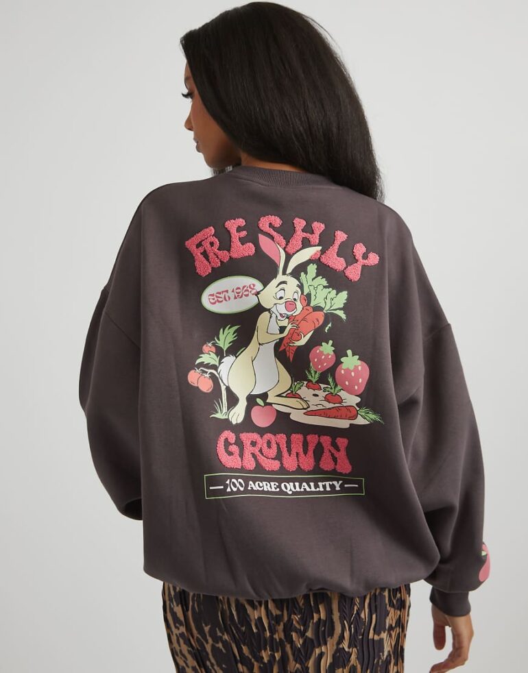 Skinnydip london disney winnie the pooh rabbit's farm sweatshirt in black in black