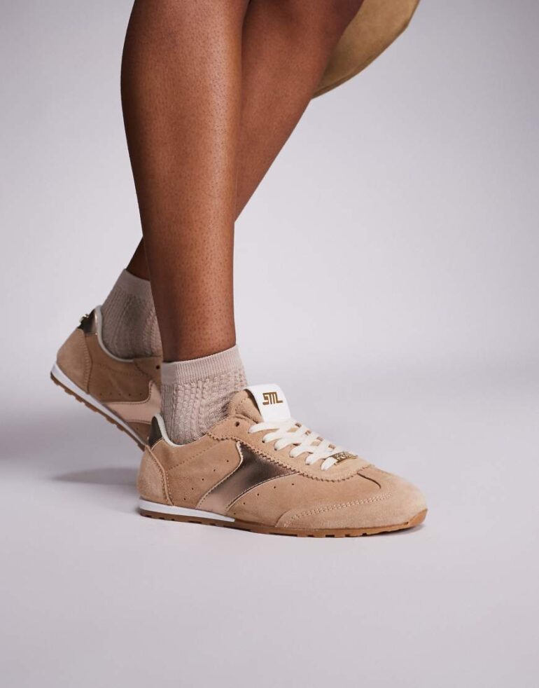 Steve Madden Fan Fav slim sole trainers in blush-Gold