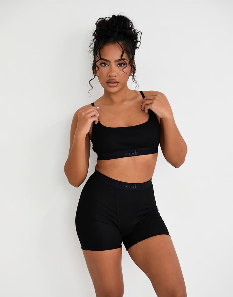 Sunde cotton/lyocell ribbed cropped bralette in black