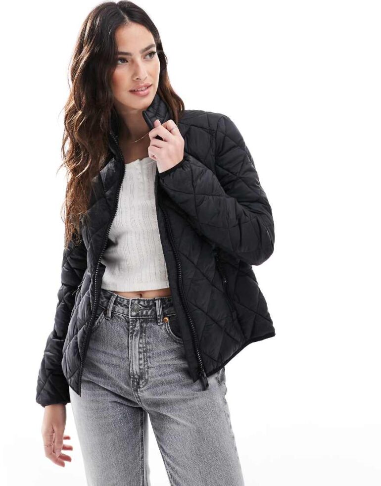 Superdry Diamond quilt fuji lite jacket in black