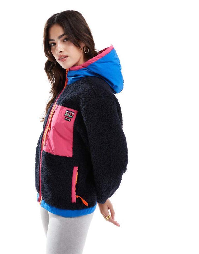 Superdry Vintage hooded sherpa jacket in eclipse navy