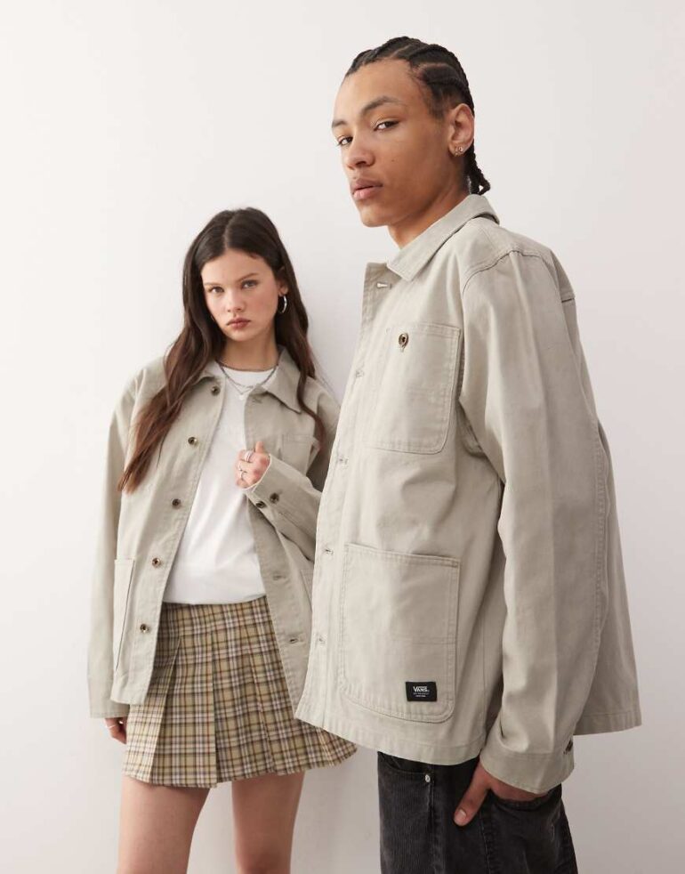 Vans drill chore canvas jacket in grey