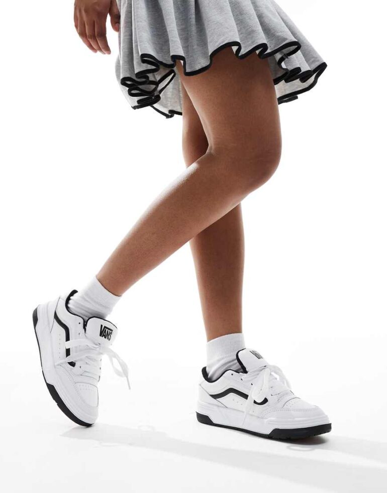 Vans hylane chunky leather trainers in white and black