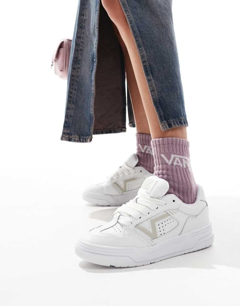 Vans upland chunky leather trainers in white and beige