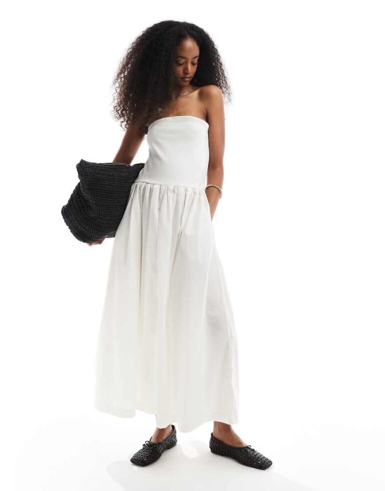 Vero Moda bandeau midi dress in white