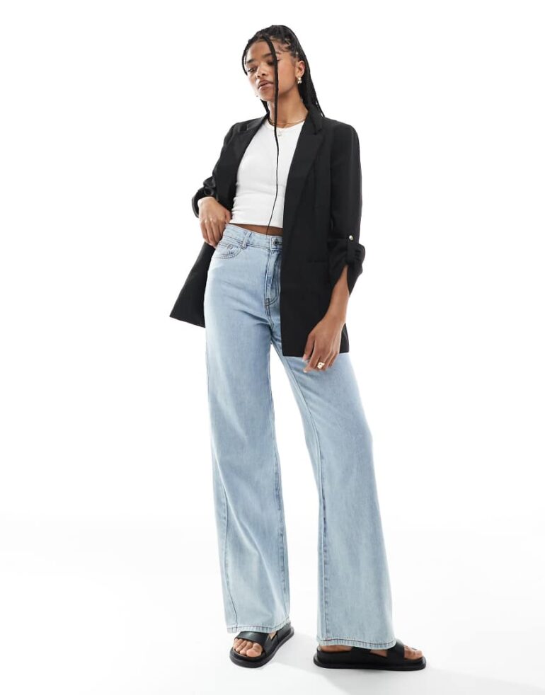 Vero Moda slim fit 3/4 sleeve blazer in black
