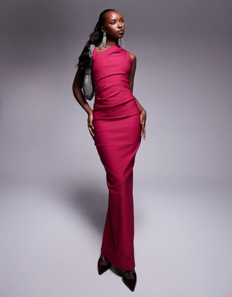 Vesper Bodycon maxi dress in raspberry-Red