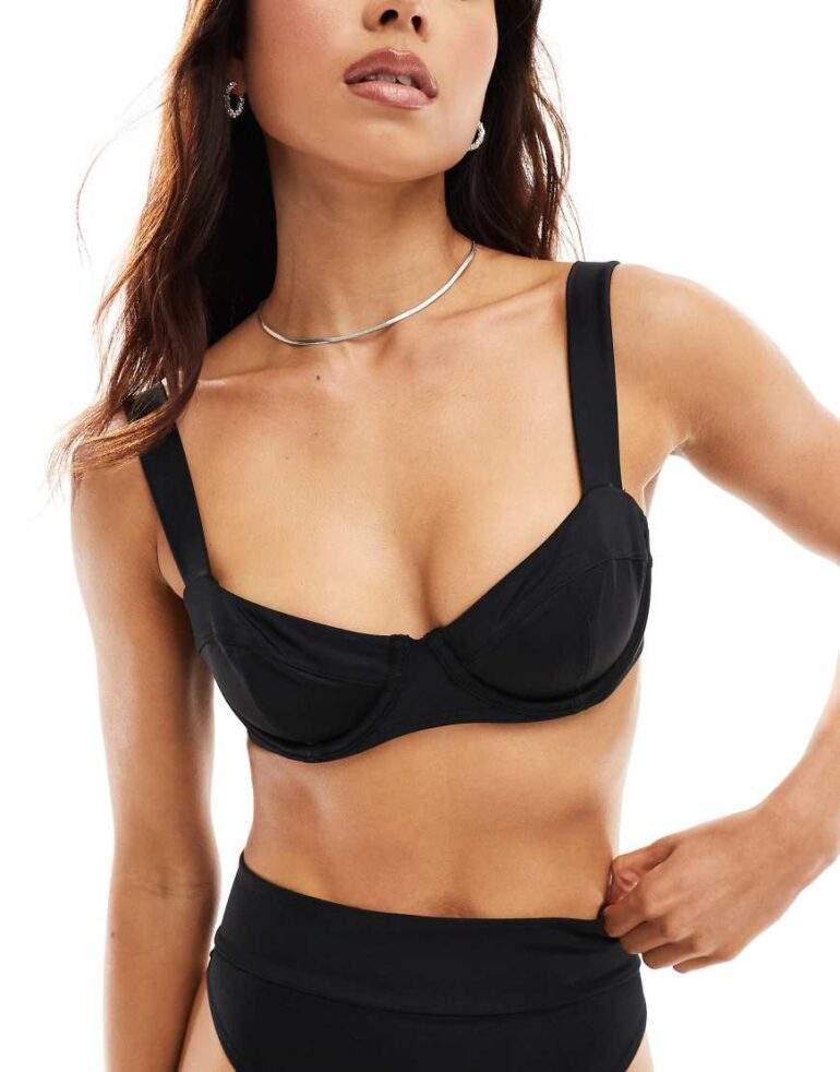 Weekday Zadie wire bikini bra top in black