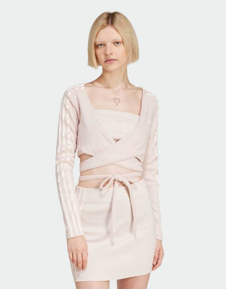 adidas Originals Wraparound cardigan in wonder quartz-Pink